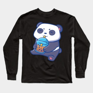 Kawaii Cute Anime Panda Otaku Japanese Bubble Boba Tea Gifts Long Sleeve T-Shirt